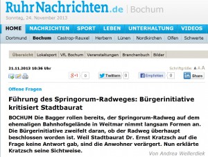 Artikel in den Ruhrnachrichten vom 21.11.2013